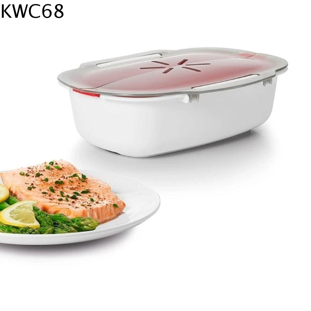 KWC68 Hai Lớp Giỏ hấp lò vi sóng Sức chứa lớn Vật liệu PP cấp thực phẩm Nồi hấp thực phẩm Đĩa hấp Chuyên nghiệp Nồi hấp cá Cá