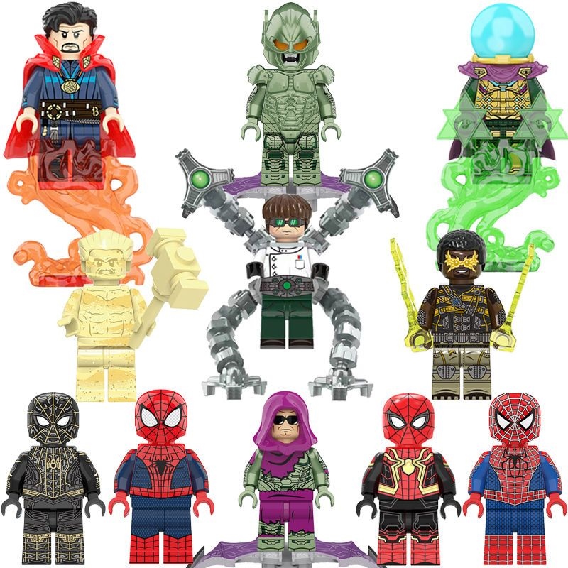Compatible with LEGO Amazing Spider-Man Parallel Universe Green Goblin Doctor Octopus Mysterio Sandman Venom building block toys