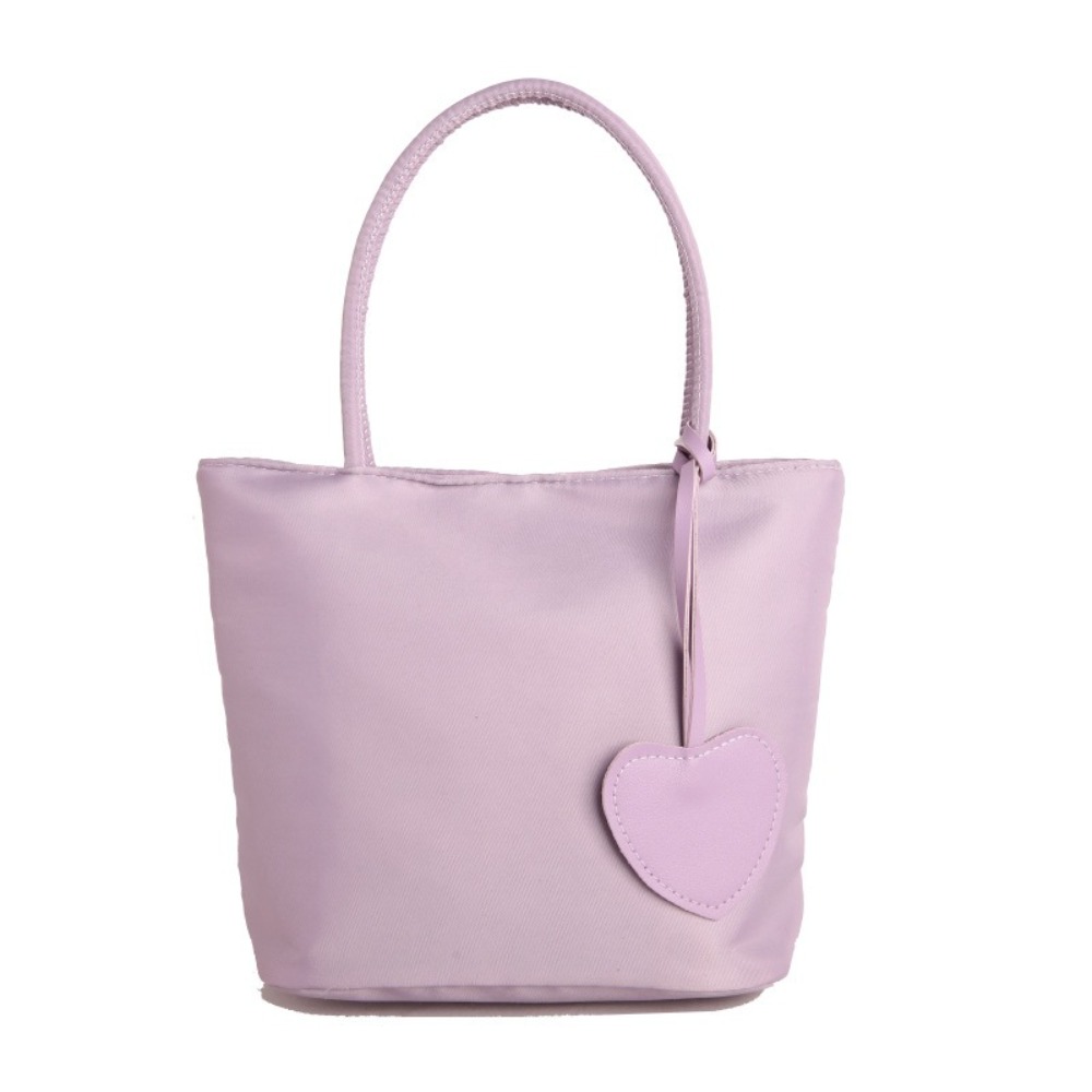 SRAITH Phong cách Hàn Quốc Túi Tote bằng Nylon Màu đơn sắc Có  Dây Chuyền Hình Trái Tim Túi đeo vai vải Oxford Nhẹ Dung lượng lớn Túi đeo nách Các cô gái - 5