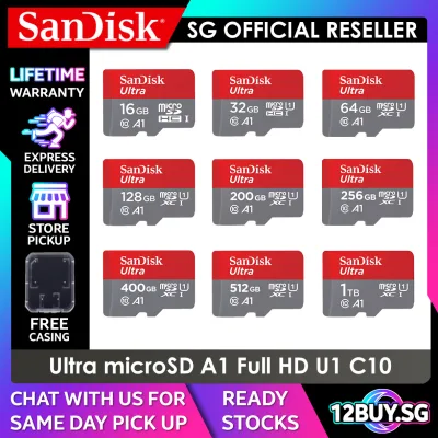 SanDisk Ultra microSD Card Full HD 1080 U1 UHS-I C10 100MB/s Read Speed 16GB 32GB 64GB 128GB 200GB 256GB 400GB 512GB 1TB QUAR QUA4 12BUY.MEMORY 10 Years SG Warranty