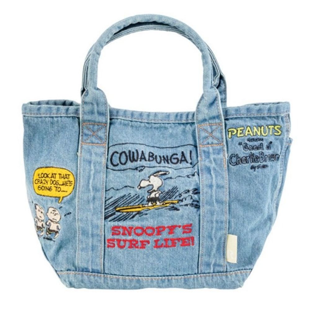 YEAHGIRL Phong cách Nhật Bản Túi xách Snoopy Hoạt hình Vải Denim Túi xách nữ Thời trang Thêu hình chó Túi đựng đồ ăn trưa Dành cho nhân viên văn phòng - 2