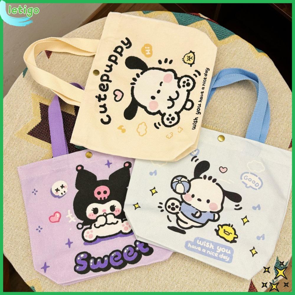 LETIGO In hoạt hình Túi vải đeo vai Sanrio Kuromi Túi xách mini Thời trang Đựng mỹ phẩm Túi mua sắm Nữ Cô Gái