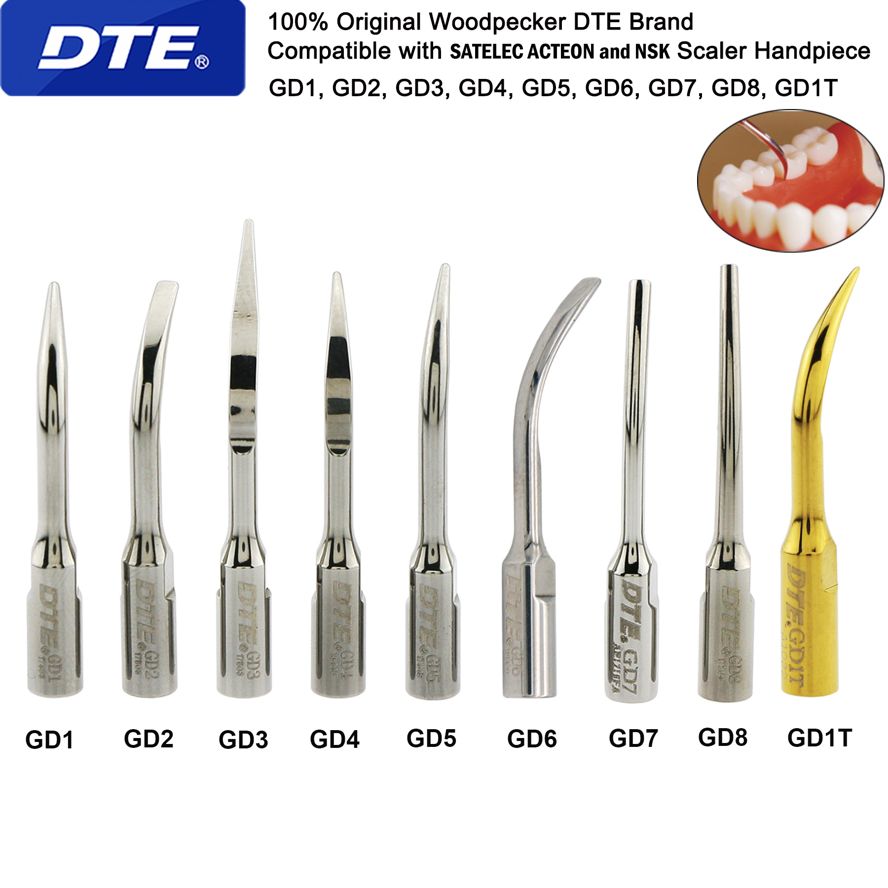 【Premium Quality】 Woodpecker Dte Ultrasonic Scaler Scaling Endo Tips Satalec -Series Fit Nsk Satelec Ultrasonic Perio Scaler Handpiece