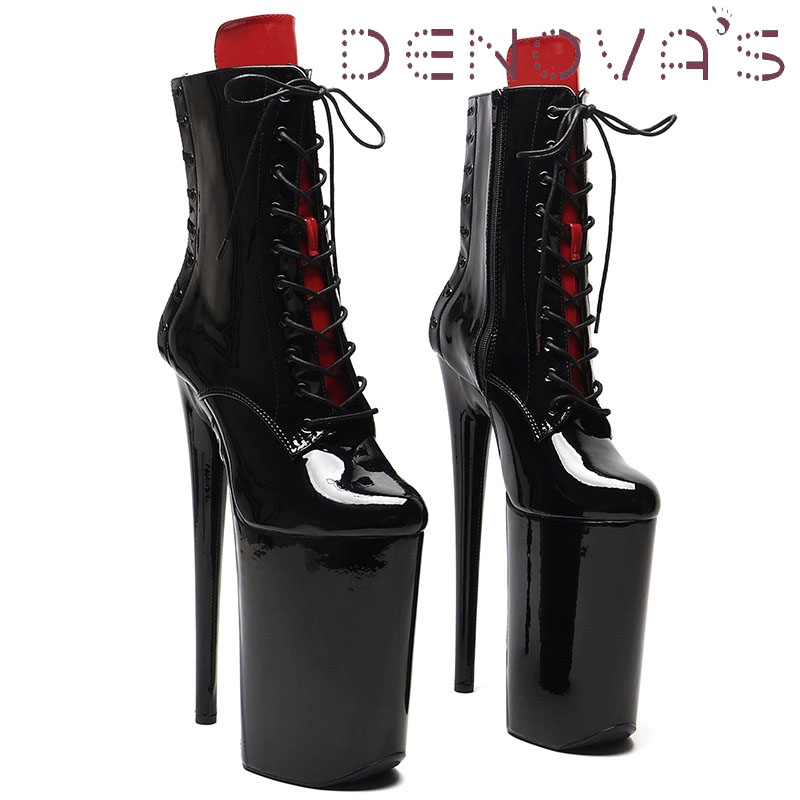 Denova's Women's Patent 10in Very High Heel Big Size Exotic Stripper Mid-Calf Pole Dance Boot ราคา 6,662 บาท*ส่งฟรี