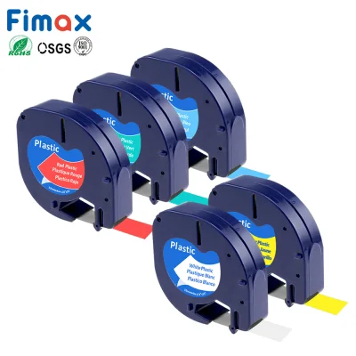 Fimax 5pcs 12mm Mix Color Plastic Compatible Label Tape for DYMO Letratag Refill Tape LT 91201 for DYMO Label Maker LT100H, LT100T, LT110T, QX 50, XR, XM, 2000, Plus LT100H