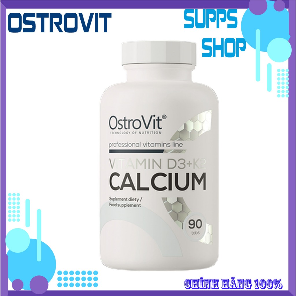 Viên uống Canxi D3 K2 Ostrovit D3+K2 Calcium (90 Viên) - Chắc khỏe xương, tăng sức đề kháng
