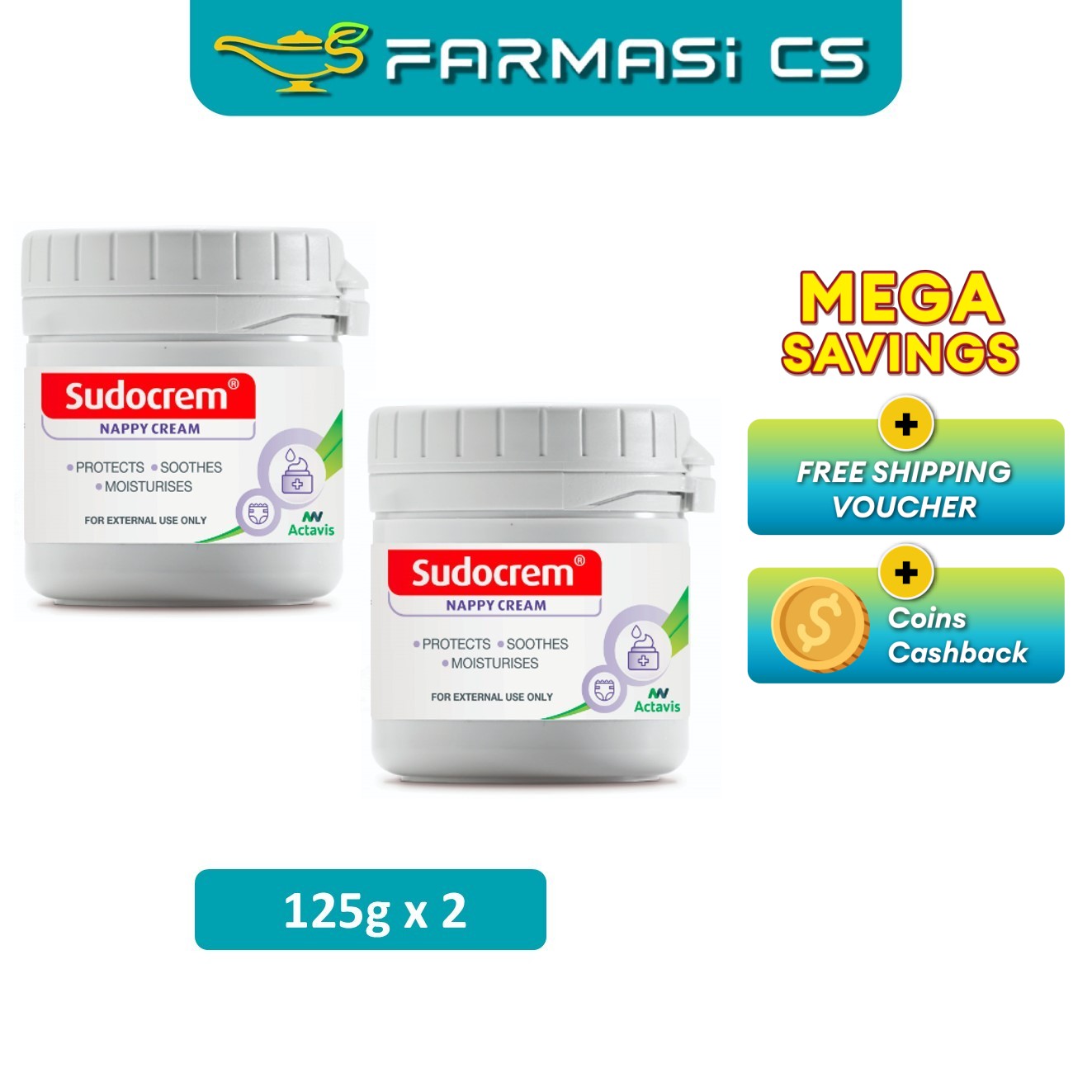 Sudocrem Nappy Cream 125g x 2 Bottles (TWIN) EXP:10/2030 [ Camphor Farmasi CS ]
