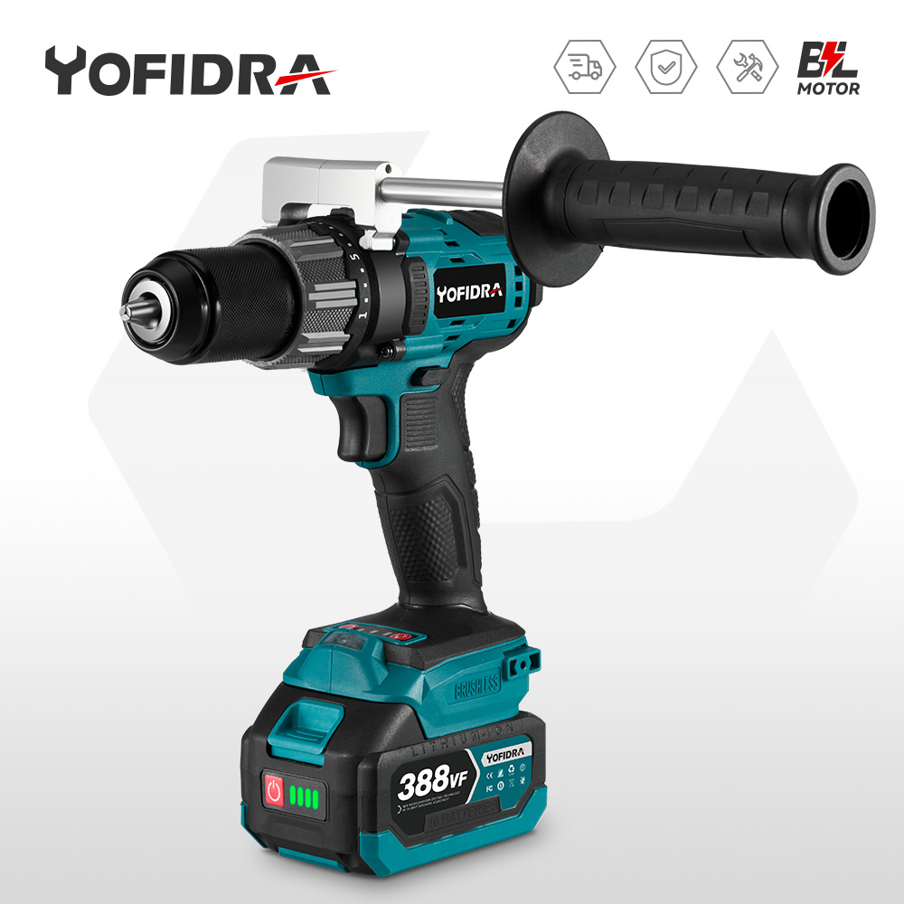 388vf 13mm động cơ điện không chổi than khoan 650n.m với xử lý 25 + 3 mô-men xoắn cho Makita điện không dây mũi khoan tuốc nơ vít nhà đa năng tự làm Ice Breaking dụng cụ điện