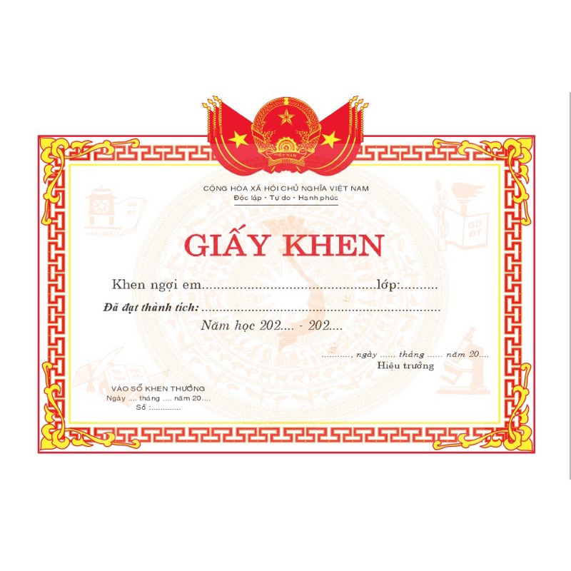 Giấy khen khổ a4, khổ a5