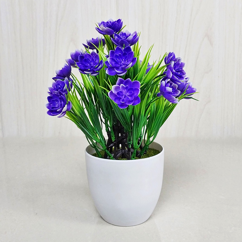 KOREANS Tanaman Bunga Plastik Tanaman Hias Pot Bunga Krisan Dekorasi Artificial Flower Pajangan PBP23