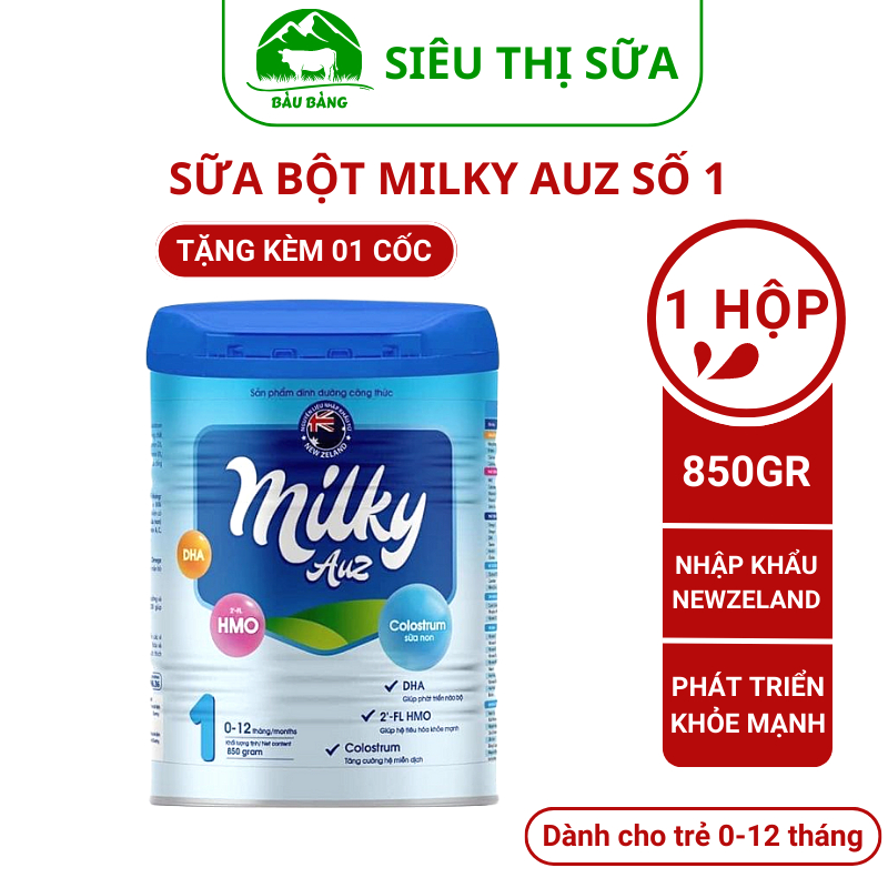 Sữa bột Milky Auz Số 1, sữa bổ sung dinh dưỡng, trí não, tăng sức đề kháng và khỏe mạnh, hộp 850g - Siêu thị sữa Bàu Bàng