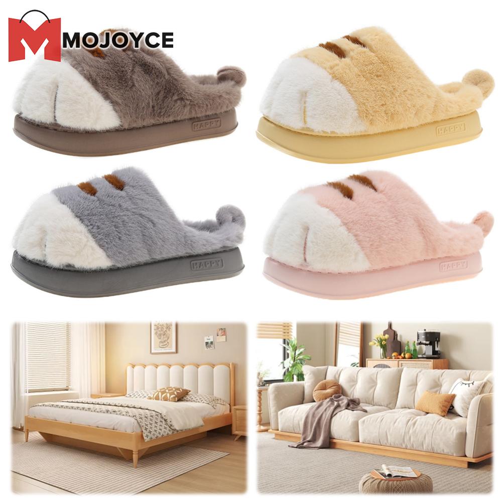 MOJOYCE Furry 3D Cat Paw Slippers for Women Soft Plush Indoor House Slippers Anti Slip Comfortable Bedroom Shoes ราคา 491 บาท*ส่งฟรี
