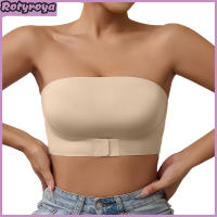 Front Closure Strapless Bra for Women Non-Slip Wireless Bandeau Bra Seamless Padded Tube Top Bralette