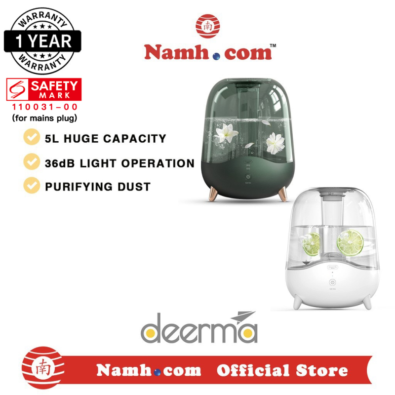 Deerma F325/F329 Ultrasonic Cool Mist Humidifier 5L Silent Aromatherapy Diffuser Transparent Water Tank Singapore