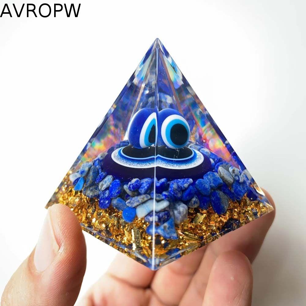 AVROPW หยดกาว รูปปั้นพีระมิด โชคลาภ หินคริสตัล ของตกแต่งตาปีศาจ ของขวัญวันเกิด เรซิน ปิรามิดตาปีศาจ สำนักงานที่บ้าน