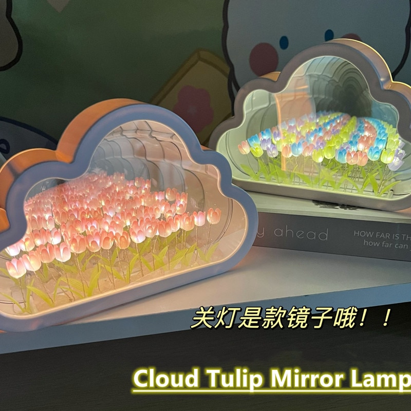 Đám mây gương Tulip đèn tự làm đèn ban đêm cô gái phòng Ngủ Đồ trang trí