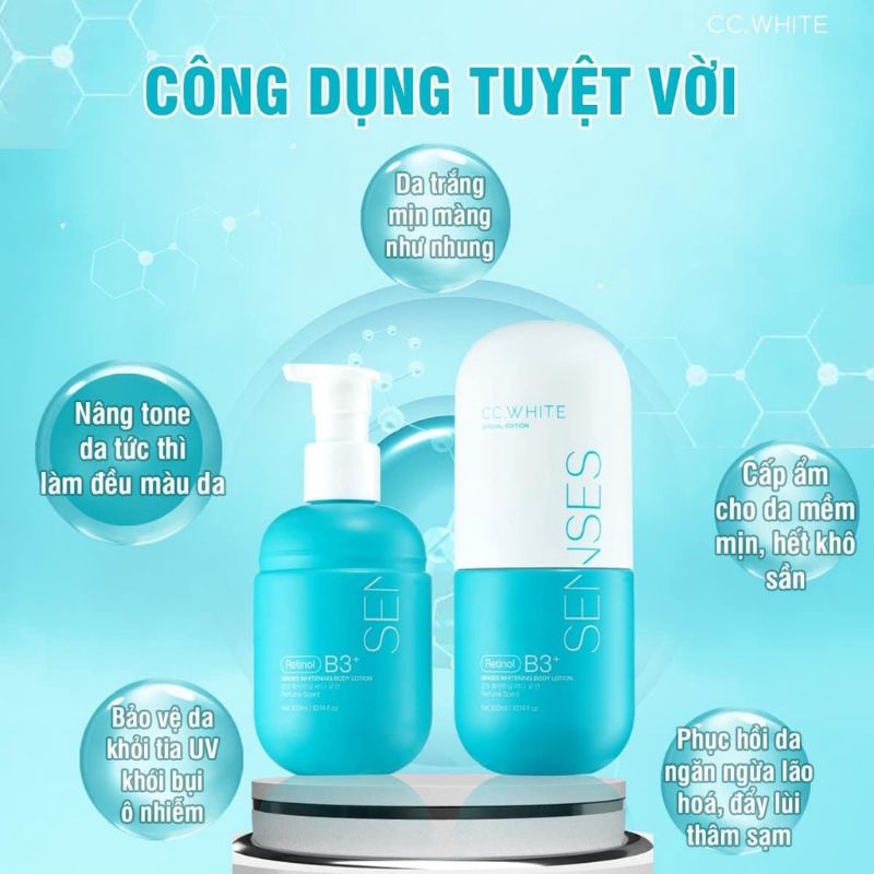 Kem body dưỡng trắng da toàn thân senses cc white