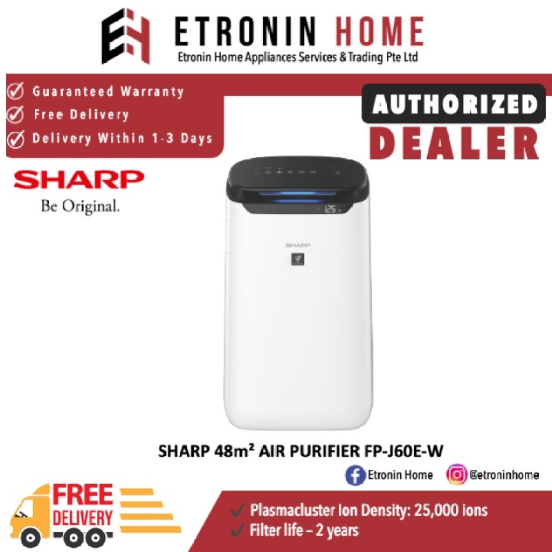 SHARP 48m² AIR PURIFIER FP-J60E-W Singapore