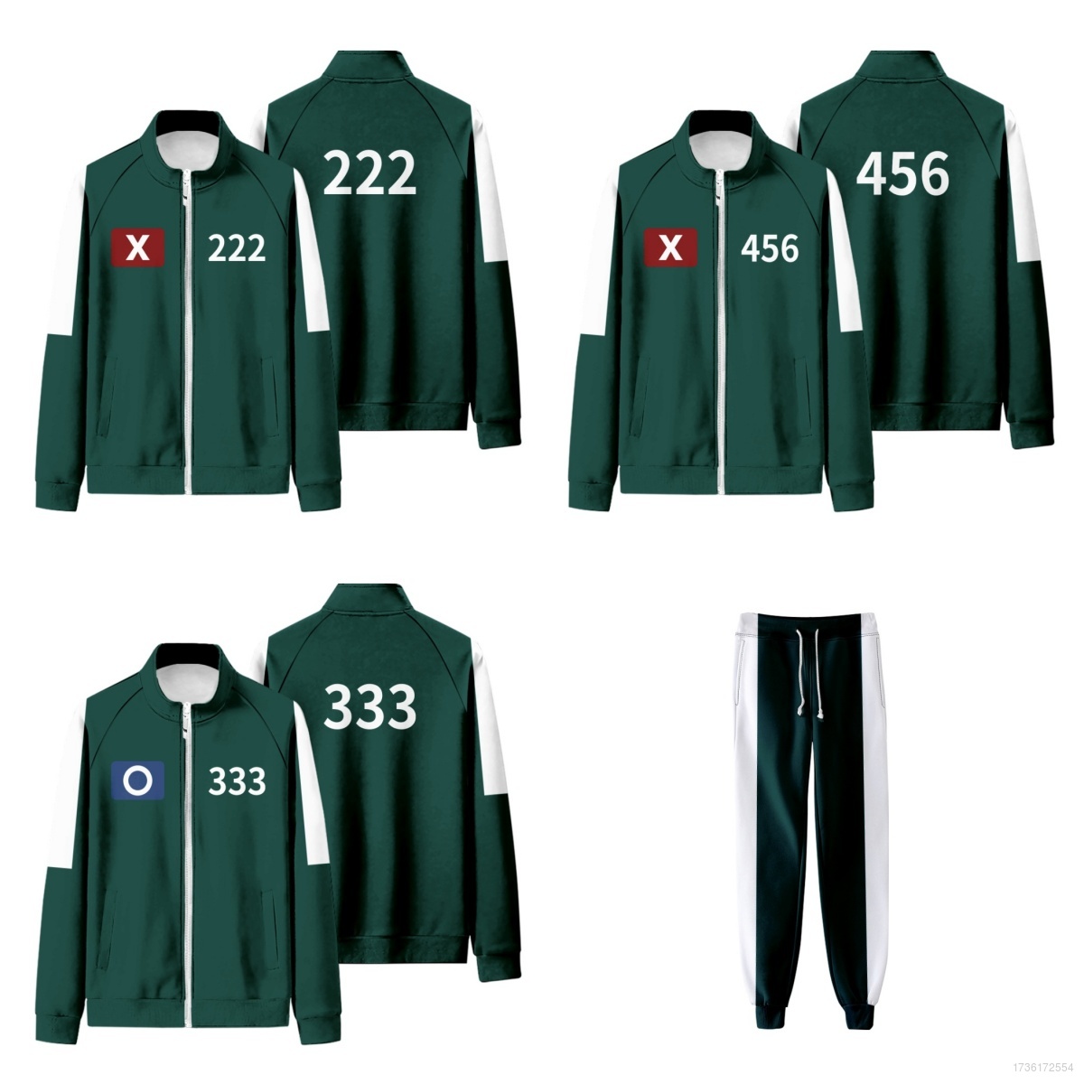FZ Squid Game Season 2 number 456 222 333 390 show sweatpants zipper Sweatshirt coat jacket Unisex T
