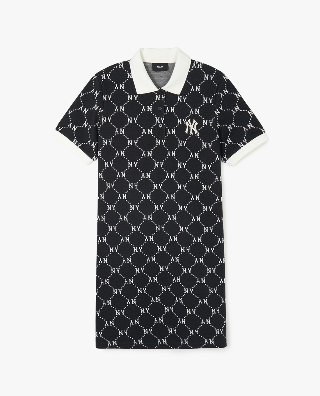 MLB - Đầm polo nữ cổ bẻ tay ngắn mini Diamond Monogram Jacquard Piqué 3FOPM0443-50BKS