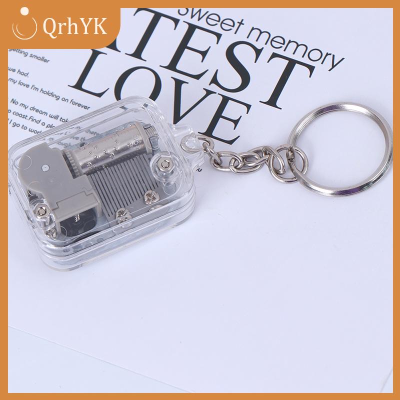 QrhYK 1PC âm nhạc hộp tự làm cơ khí kim loại âm nhạc hộp đồng hồ Keychain Quà Tặng