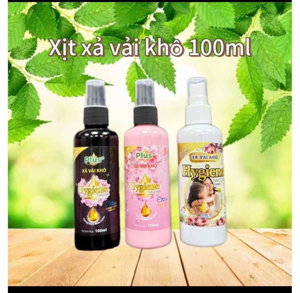 Combo 5 chai xịt xả vải khô Hygiene Sacom 100ml lưu hương chống ẩm mốc trên quần áo