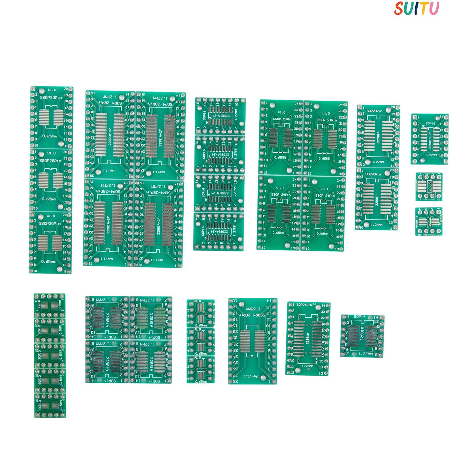 SUITU 35 X/Set PCB Board Kit SMD Turn To DIP SOP MSOP/SSOP/TSSOP/SOT23 8 10 14 16 20 - ยี่ห้อ SUITU ราคา 140 บาท*ส่งฟรี
