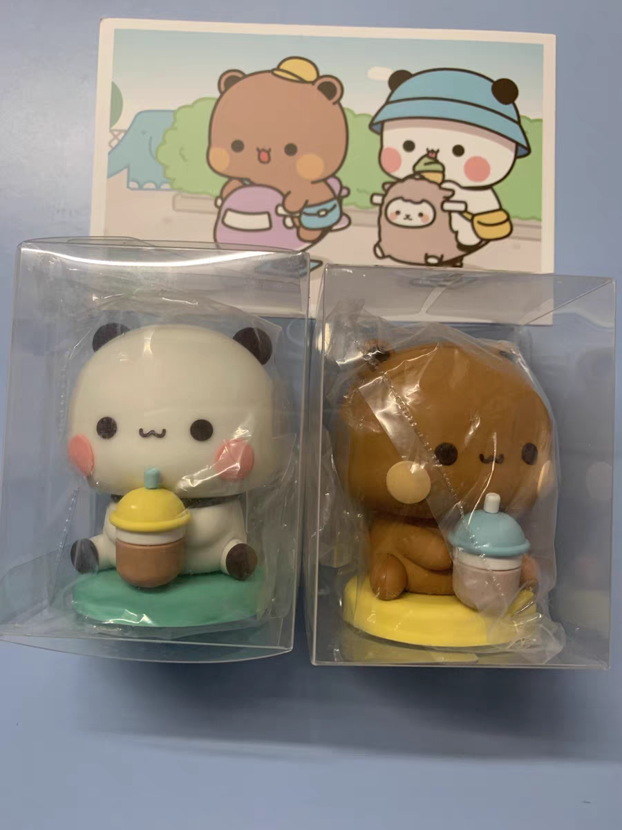 Yier dan Bubu figur Anime, mainan patung Model Resin Panda beruang