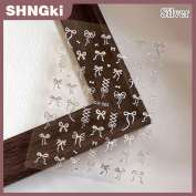 SHNGki 1 tấm Bowknot và Ribbon Nail Stickers Kawaii BOW TIE tự dính Nail Art đề can DIY làm móng tay trang trí bowknots Sticker