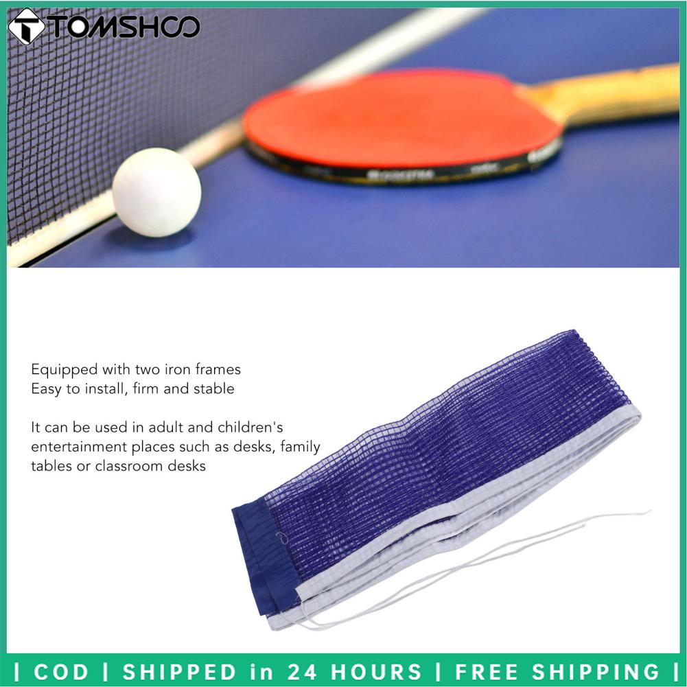 TOMSHOO Lưới bóng bàn thay thế chống mài mòn màu xanh Polyester Chiều cao 15cm Lưới bàn bóng bàn có thể gập lại với 2 giá đỡ cho bàn văn phòng dành cho trẻ em