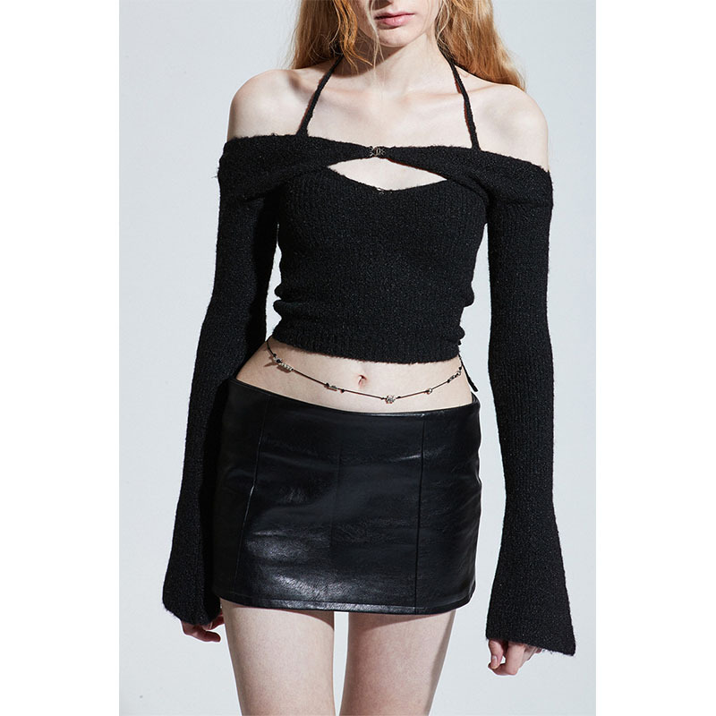 Han Feng Sweet Spicy Girl Pure Desire Style Ultra Short Wrapped Hip Sexy Royal Sister Low Waist Black PU Small Leather Skirt Skirts