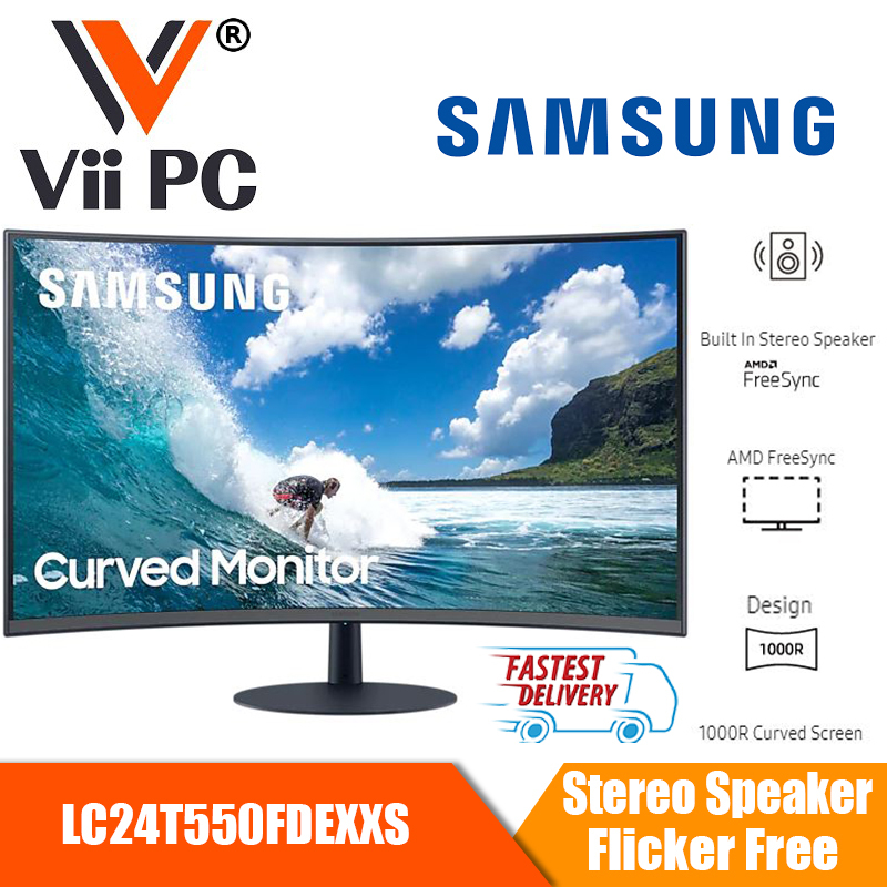 SAMSUNG 24 LC24T550FDEXXS Curved Monitor with optimal curvature 1000R design 3 year on site warranty Singapore