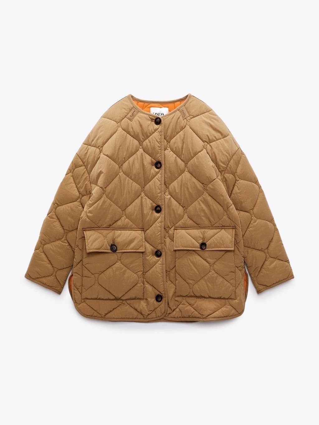 ZARAˉ RA0518248 new autumn and winter round neck light and loose diamond plaid jacket cotton coat women 0518056