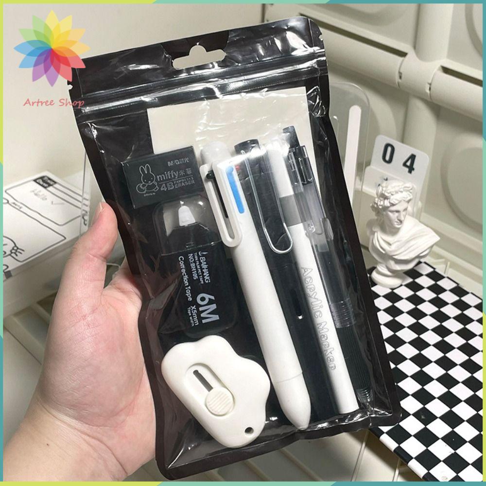 HETU070703. 7PCS/Set 7 trong 1 Bộ văn phòng phẩm Đa chức năng Đồ dùng học tập Tẩy bút chì INS Bộ học tập Bút bi Giải thưởng sinh viên