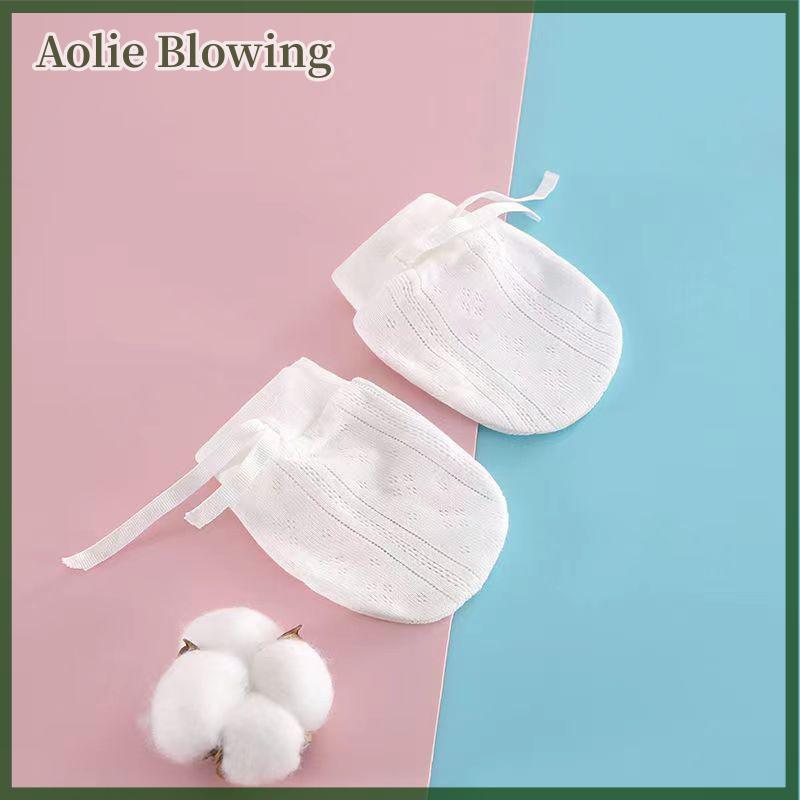 Aolie 1 đôi găng tay mỏng thoáng khí cho bé sơ sinh 0-12 tháng trẻ sơ sinh chống bắt găng tay bảo vệ mặt găng tay phụ kiện cho bé