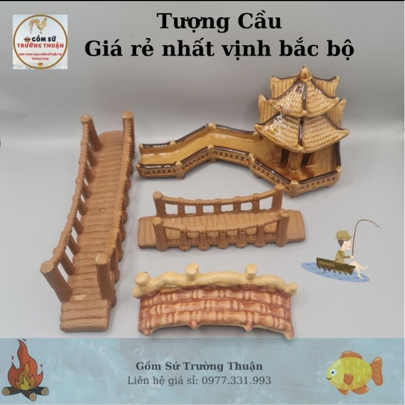 Mô hình gốm cây cầu gốm mini trang trí hòn non bộ chậu cây bonsai