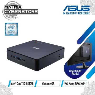 ASUS CHROMEBOX3-N7168U Mini PC i7 8550U 4GB 32GB SSD, 8th Generation Intel® Core™ processor, Google Play Android app, 4K visuals, WiFi and USB 3.1 Gen 1 Type-C