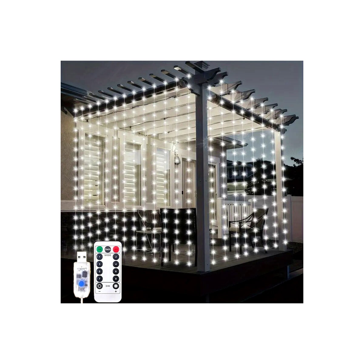 【Tech-savvy】 Christmas Curtain LED String Lights 8 Modes USB New Year All Saints Day Living Party Decoration Holiday Wedding Lights