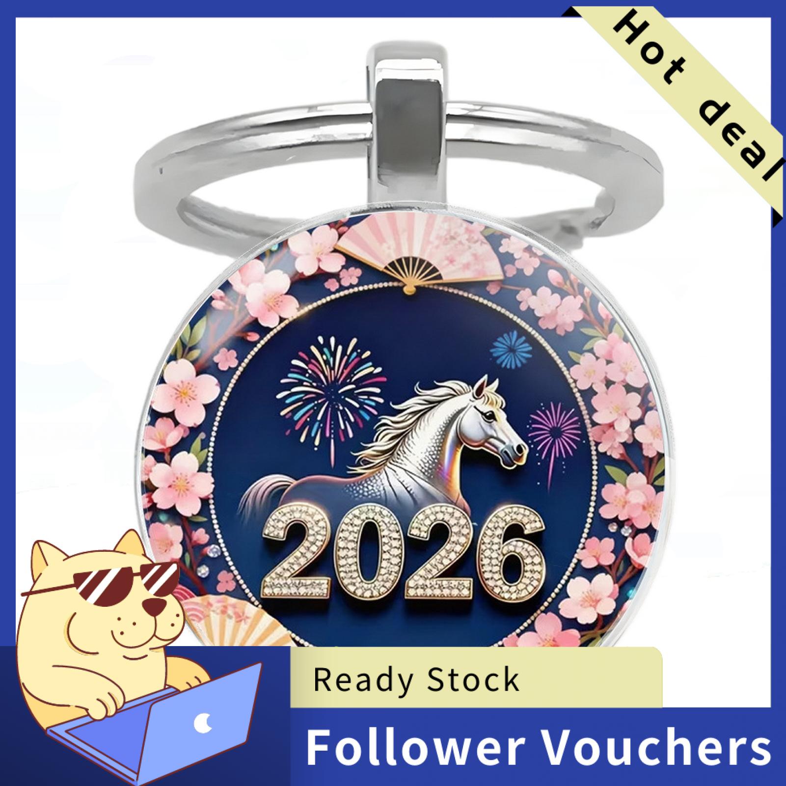 Suludong Good Luck Keychain 2026 Zodiac Keychain 2026 Year of Keychain with Bells – Lucky Zodiac Metal Pendant Compact Holiday Decoration Good Luck Charm - 2