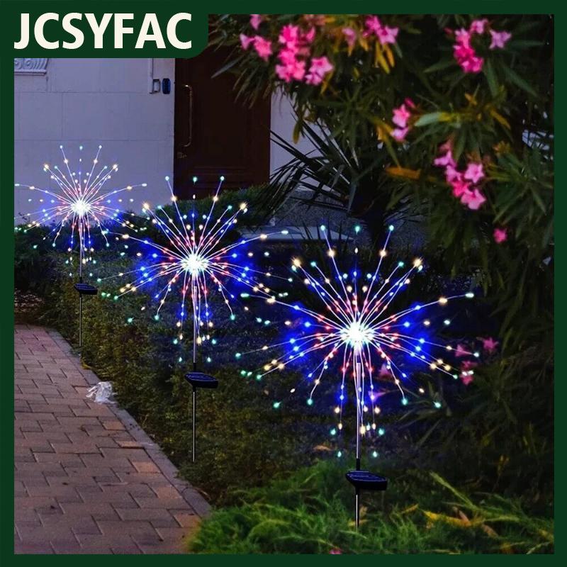 JCSYFAC Năng lượng mặt trời được hỗ trợ đầy màu sắc pháo hoa Đèn Led không thấm nước 8 chế độ ánh sáng cho Patio sân vườn trang trí