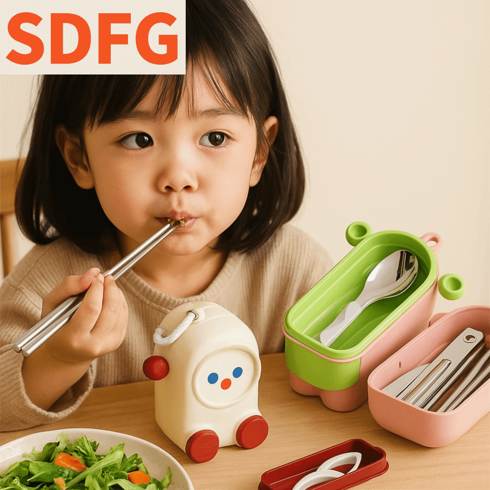 SDFG รูปร่างหุ่นยนต์ ชุดช้อนส้อมการ์ตูน โดปามีน การออกแบบที่ประกอบแล้ว ชุดอาหารเด็ก น่ารัก พร้อมกล่องเก็บของ ชุดช้อนส้อมพกพา สำหรับการตั้งแคมป์กลางแจ้ง ราคา 337 บาท*ส่งฟรี