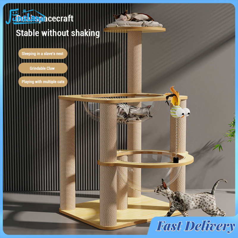 FunsLane Cat Tree 37" Modern Cat Tree Tower With Scratching Posts 2 Space Capsule Nest Perch Multi Level Kitten Furniture Activity Centre ราคา 3,500 บาท*ส่งฟรี