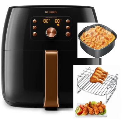 Philips HD9860/91 Air Fryer XXL (** Bundled with Philips Baking Tray + Philips Double Layer Barbecue Rack + 4 Philips Skewers).
