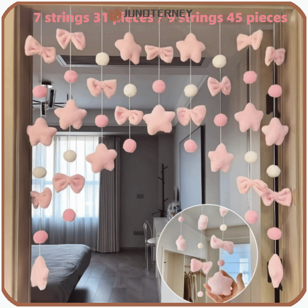 เลือกซื้อ ผ้าม่าน JUNOTERNEY แขวน ผ้าม่านประตูแบบพู่ โบว์รูปดาวห้าแฉก 7/9 สาย ผ้าม่านตกแต่งประตู น่ารัก ชมพู ผ้าม่านพู่ห้อย ของตกแต่งบ้าน ราคาพิเศษ มีเก็บเงินปลายทาง