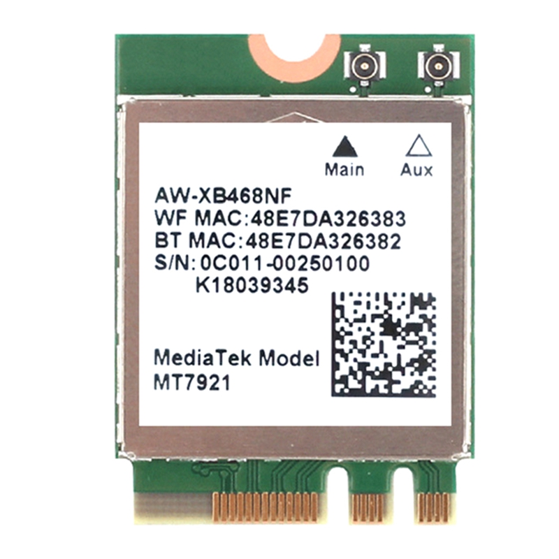 1 Piece MT7921 WIFI6 2.4G 5G Gigabit Network Card M2 5.2 BT Network Card Desktop Computer Laptop Built-in Wireless Network Card Green