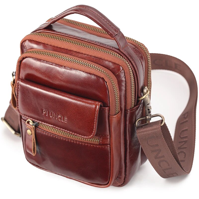 ZZOOI Genuine Leather Small Crossbody Bags For Man Shoulder Messenger Bag Male Business Work Casual Shoulder Bag For 7.9" iPad Handbag ราคา 1,137 บาท*ส่งฟรี