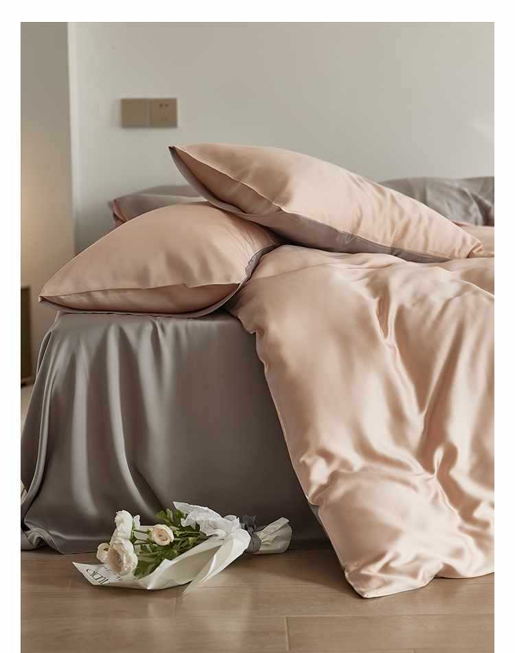 Set di biancheria da letto 60 pezzi in Tencel Four tinta unita Ice Silk Summer Naked, lenzuolo con angoli elasticizzati, set copripiumino, set di lenzuola in tre pezzi AoyuejHasd-CB