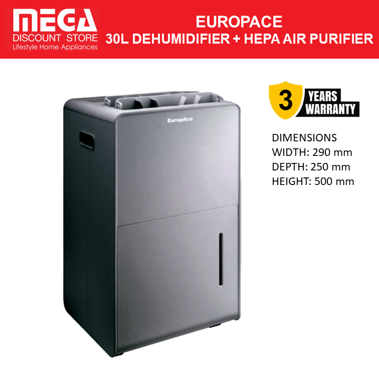 All new EUROPACE EDH6300DGY 5-IN-1 30L DEHUMIDIFIER   HEPA AIR PURIFIER