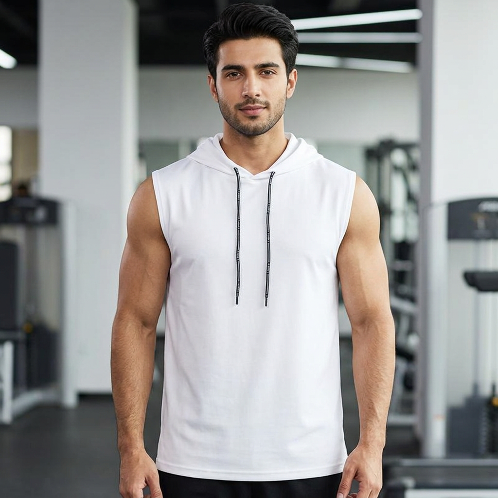 Summer Mens Muscle Hoodie Vest Sleeveless Bodybuilding Gym Workout Fitness Shirt High Quality Vest Hip Hop Sweatshirt Men's Tops