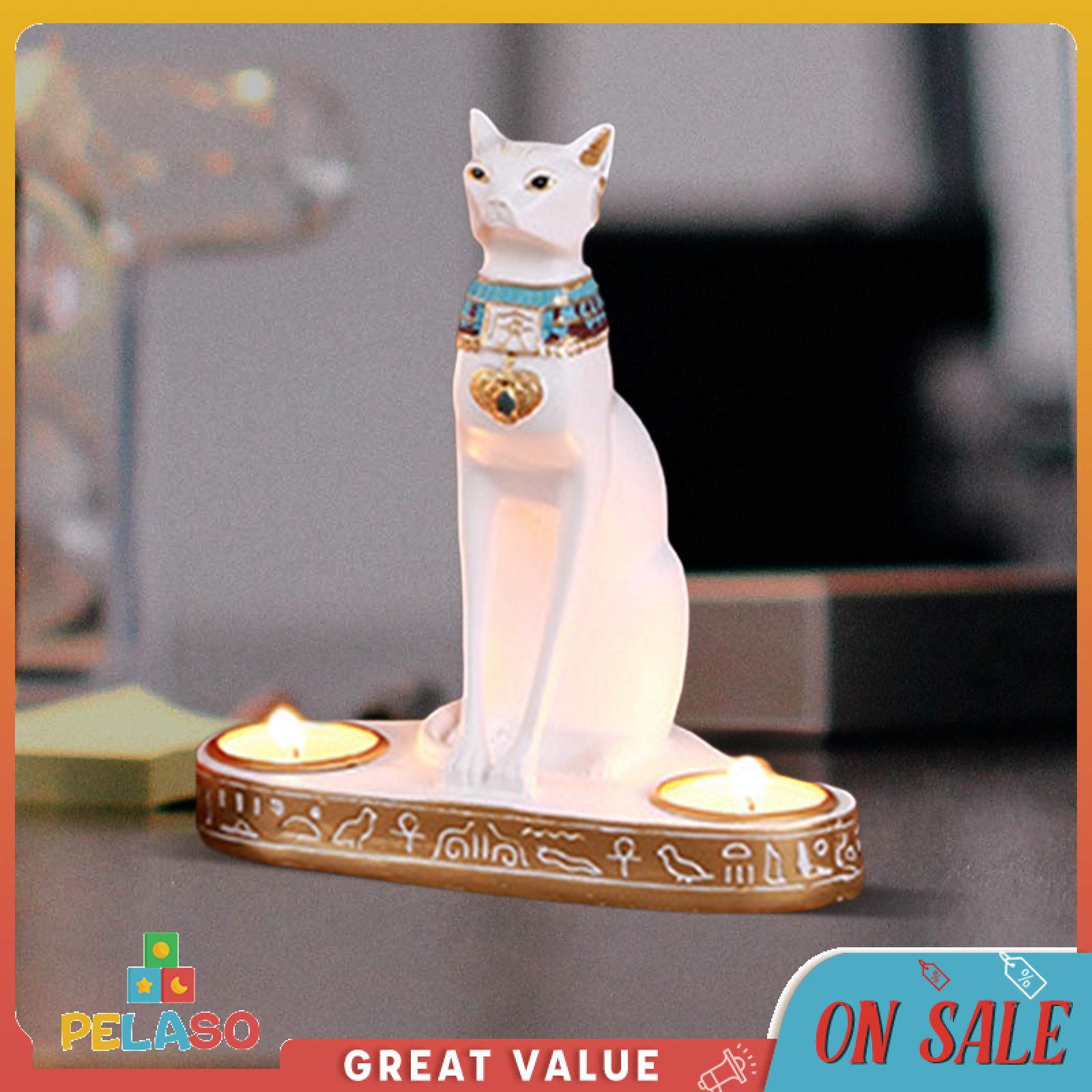 Pelaso Mèo Điêu Khắc Chân nến Mèo Bức Tượng Chân đế nến Trang Trí Nhựa Tealight Bức Tượng Cho Trang Trại Lò Sưởi Nhà Nến